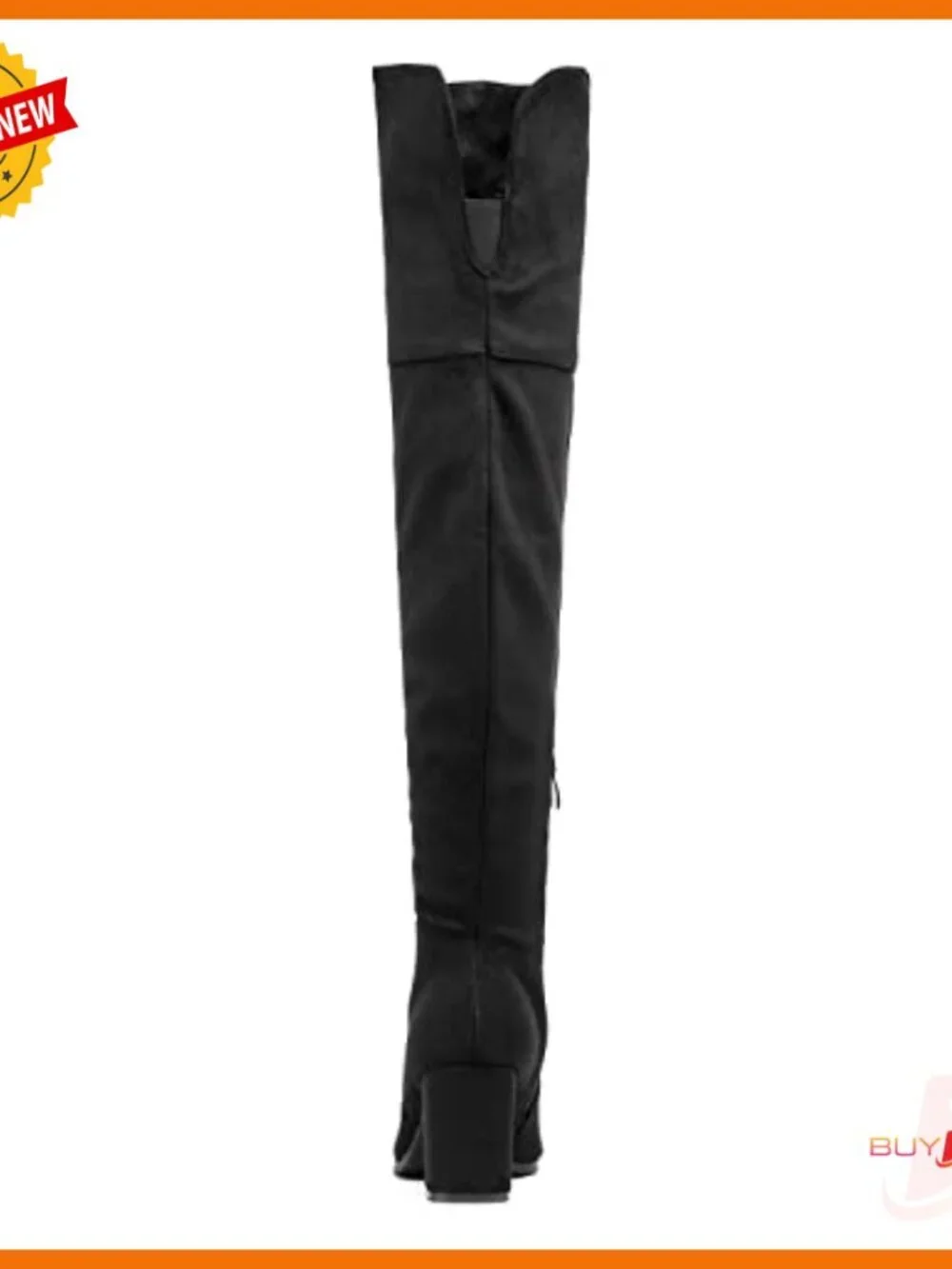 Stretch Microsuede Over-The-Knee Boots with Block Heel, Half-Zipper Closure